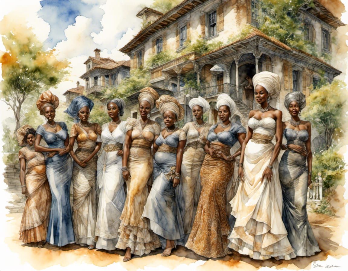 Portraits of Black Women in Watercolor Style