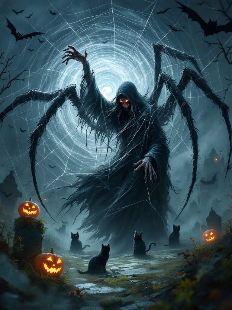 Halloween Witch's Spell in Haunted Cemetery