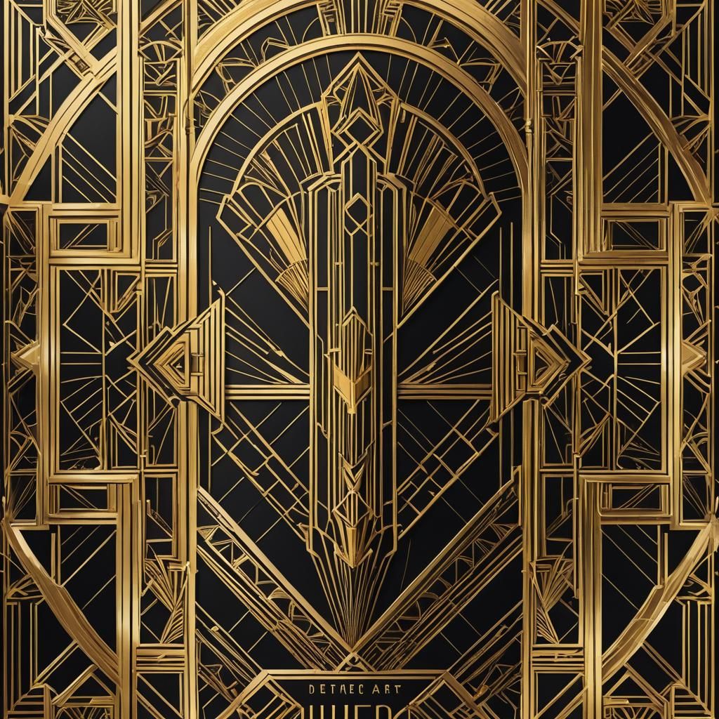 Bold Art Deco Movie Poster with Geometric Patterns