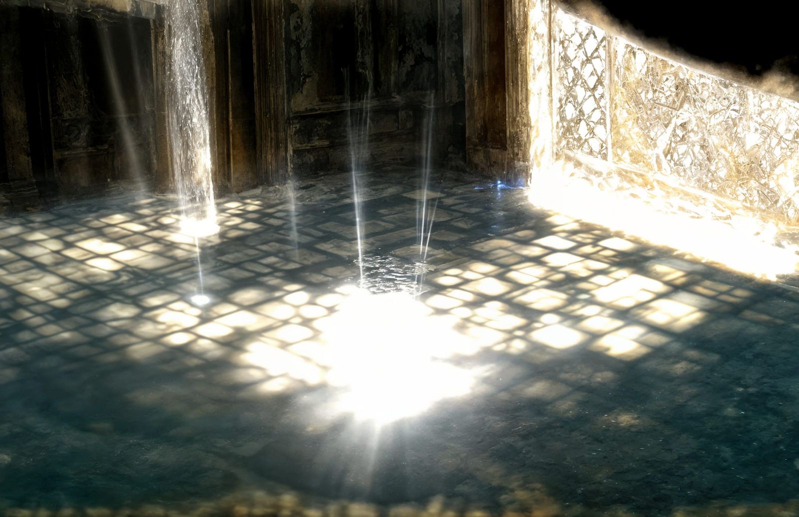 Sunlight Through Lattice Wall in Alhambra