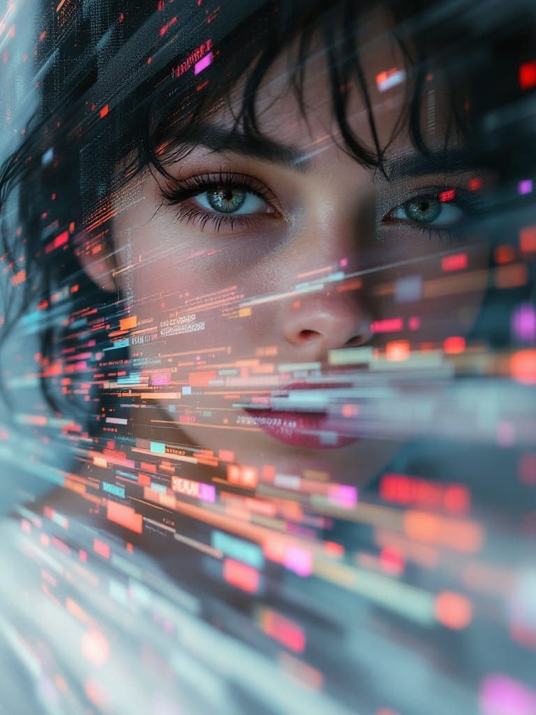 Glitch Art Portrait with Fractal Overlay