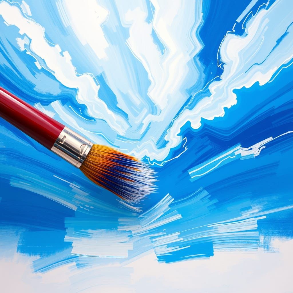 Dynamic Sky Painting in Vibrant Brushstrokes