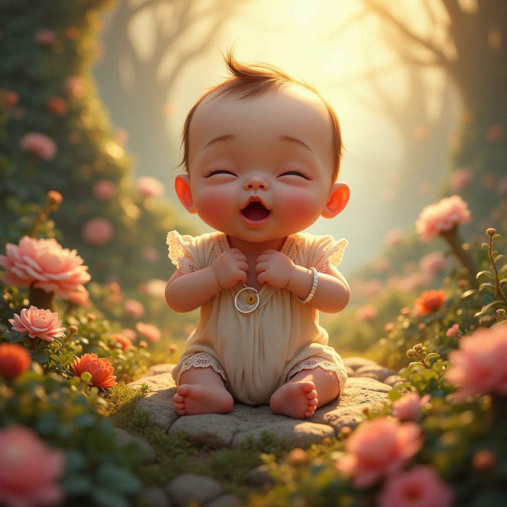 Cherubic Baby Yawns in a Matte-Painted Fantasy Landscape