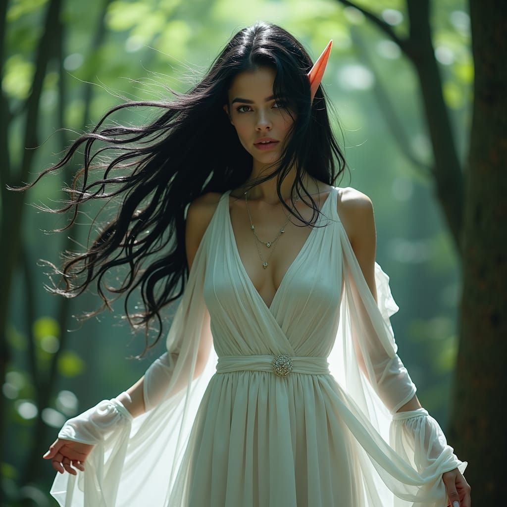 Elven Queen Enchantress in Dynamic Forest