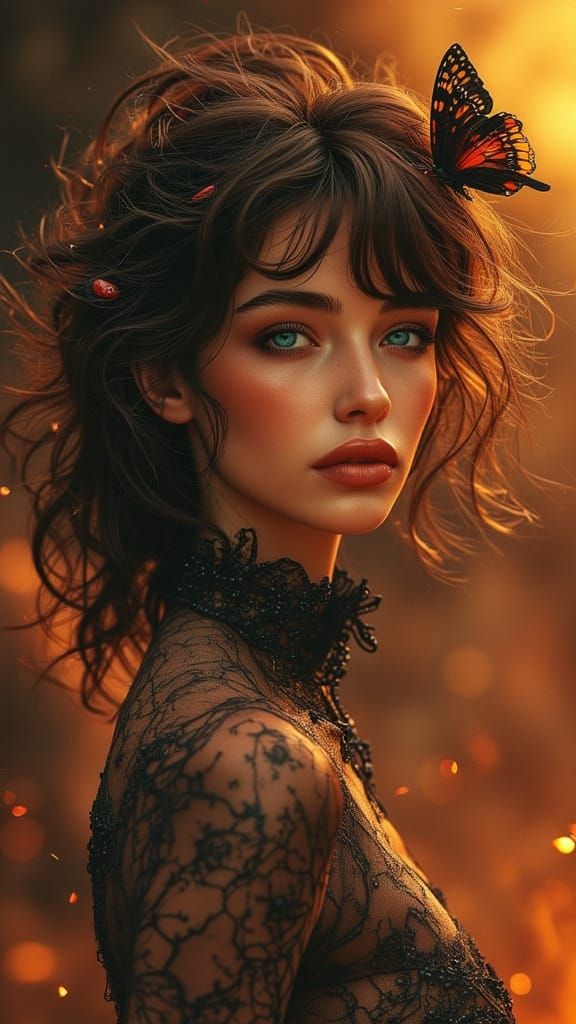 Beautiful Woman Illustration in Photorealistic Style