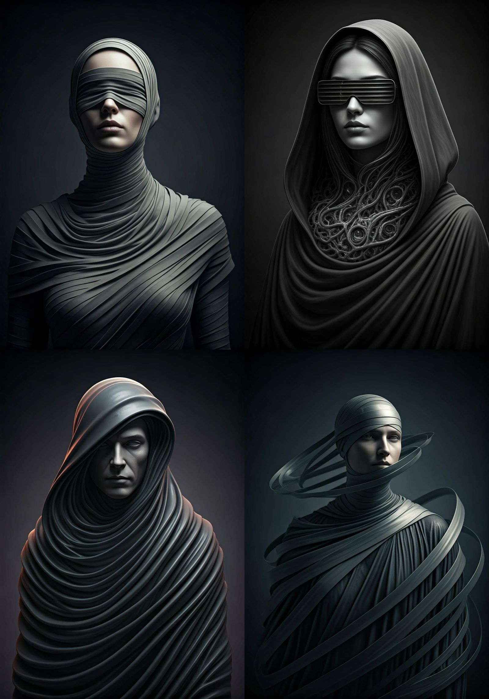 Ethereal Contemplation in Monochromatic Haze