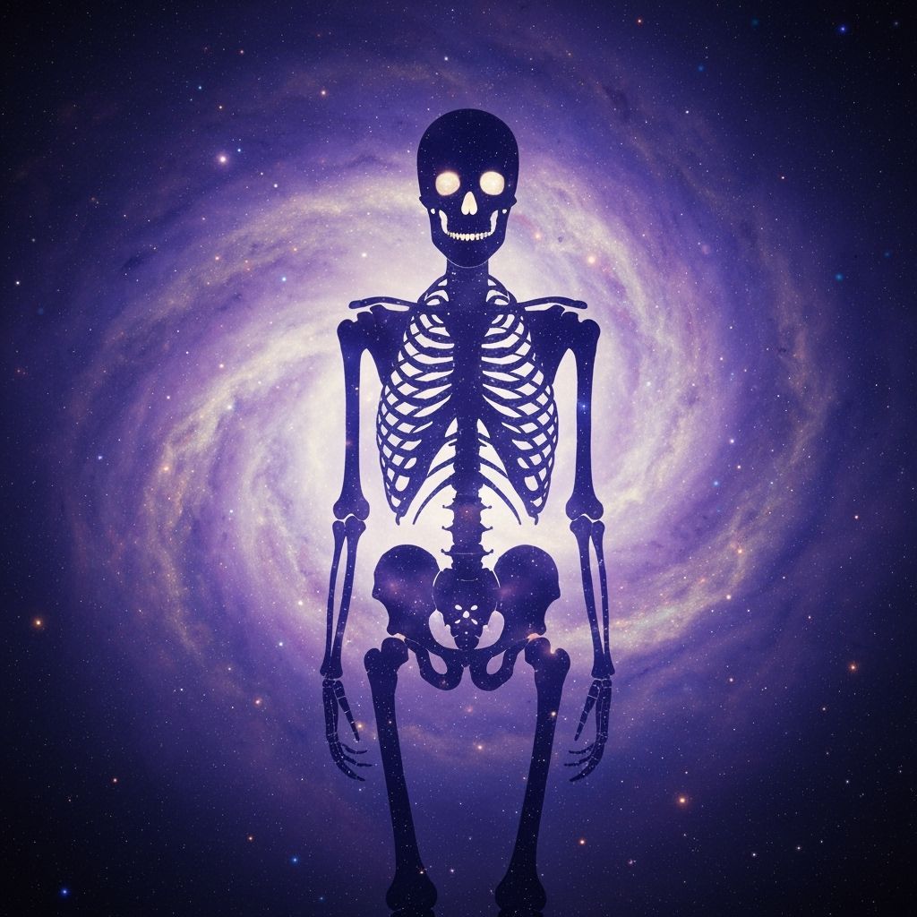 Spectral Skeleton in Cosmic Nebula, Photorealistic Surrealis...