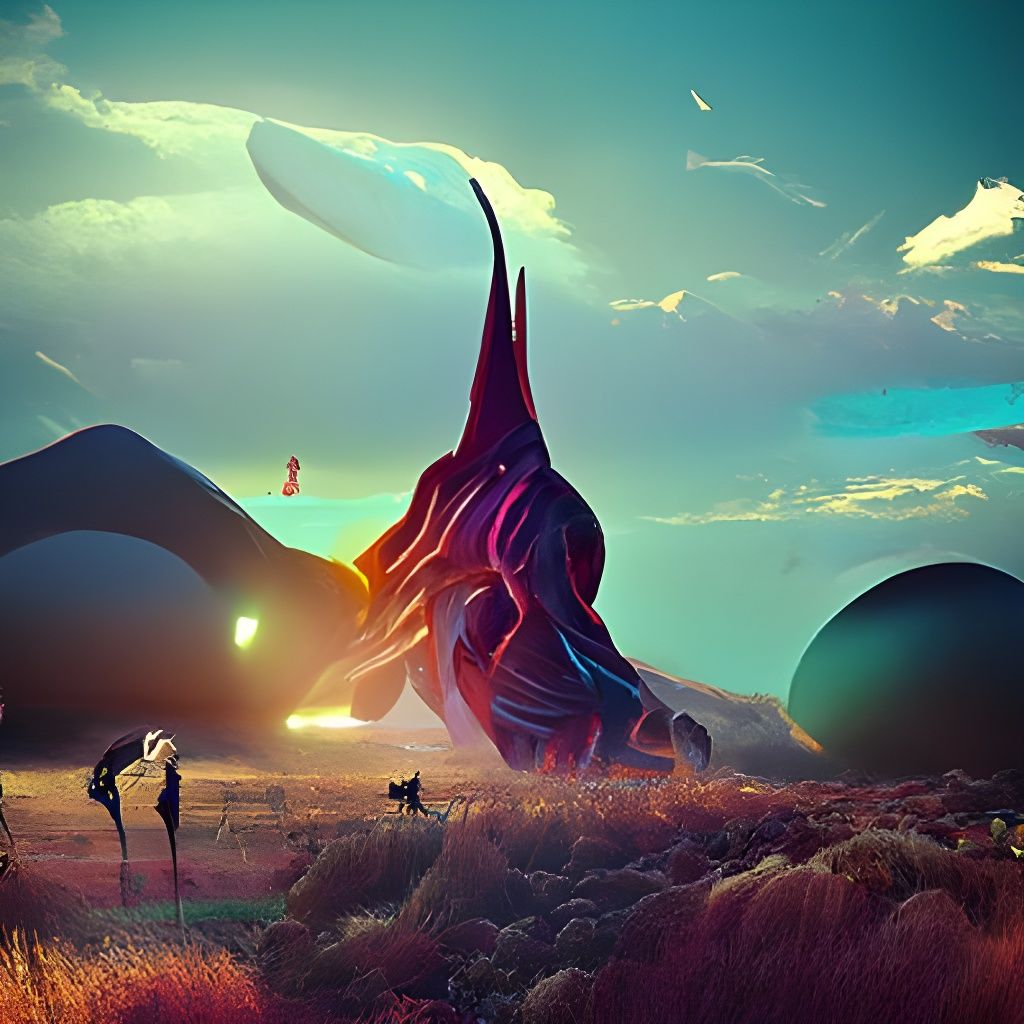 Fantastic Alien Landscape in Mixed Artistic Styles