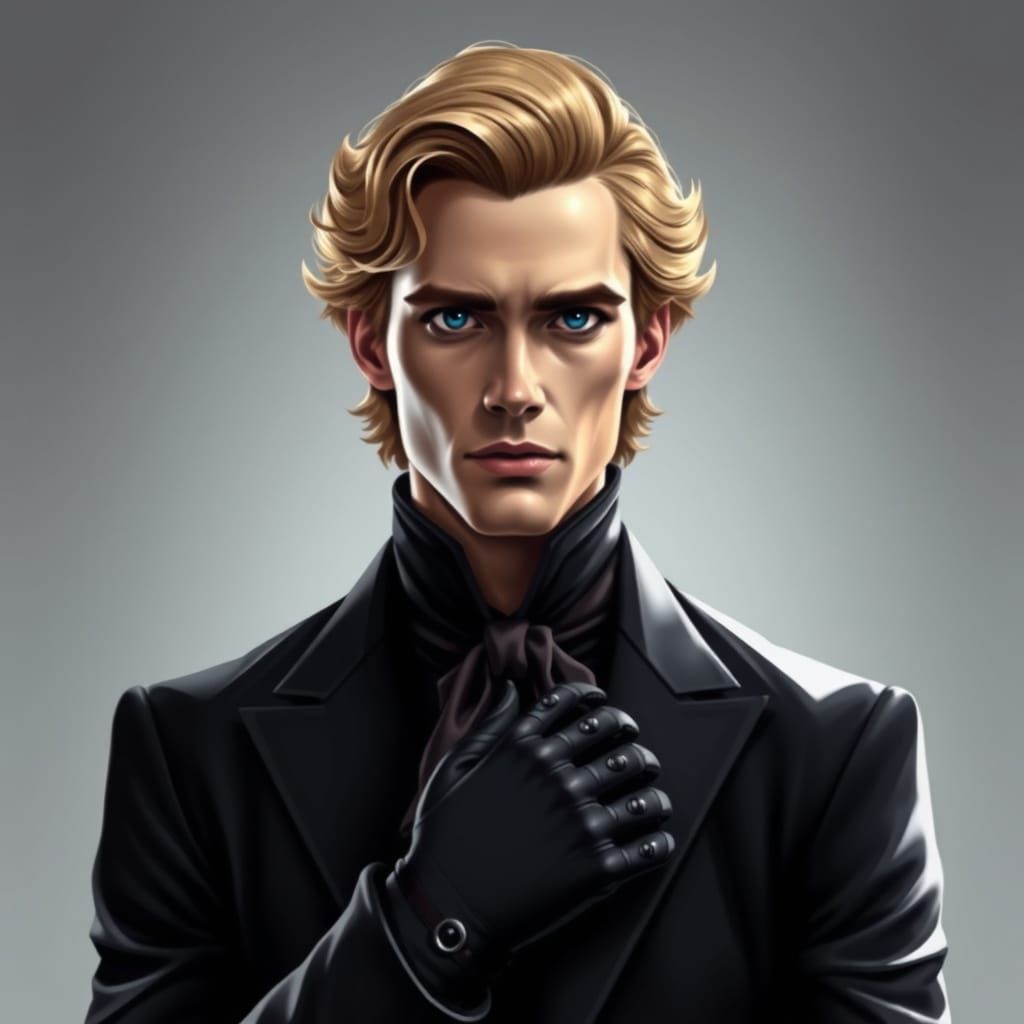 Poetic Assassin Lucien Devereux in Silk Cravat and Leather G...