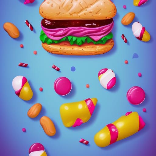 Peanut Butter Jelly Sandwich in Candy Art Style