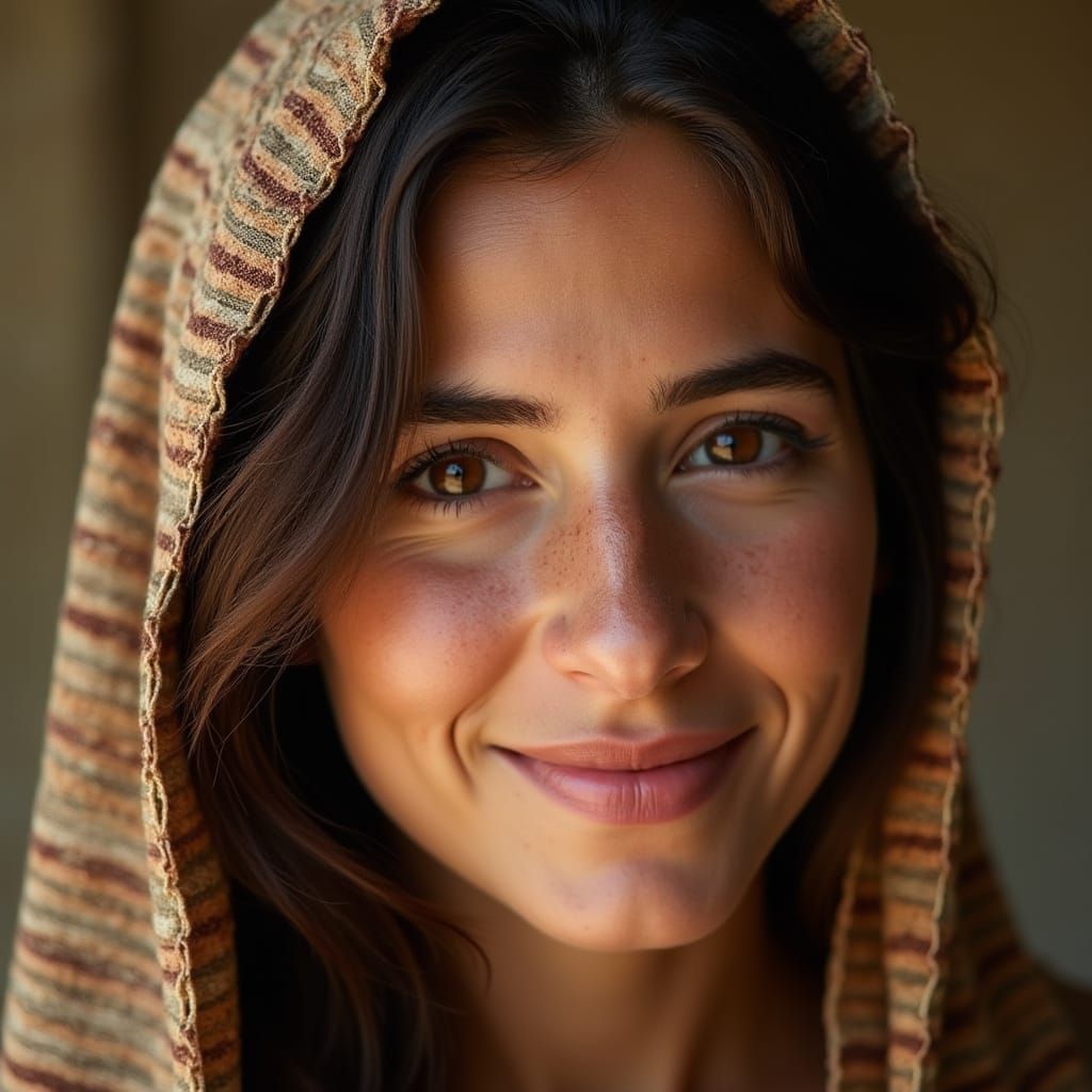 Ancient Israeli Woman in a Striped Veil