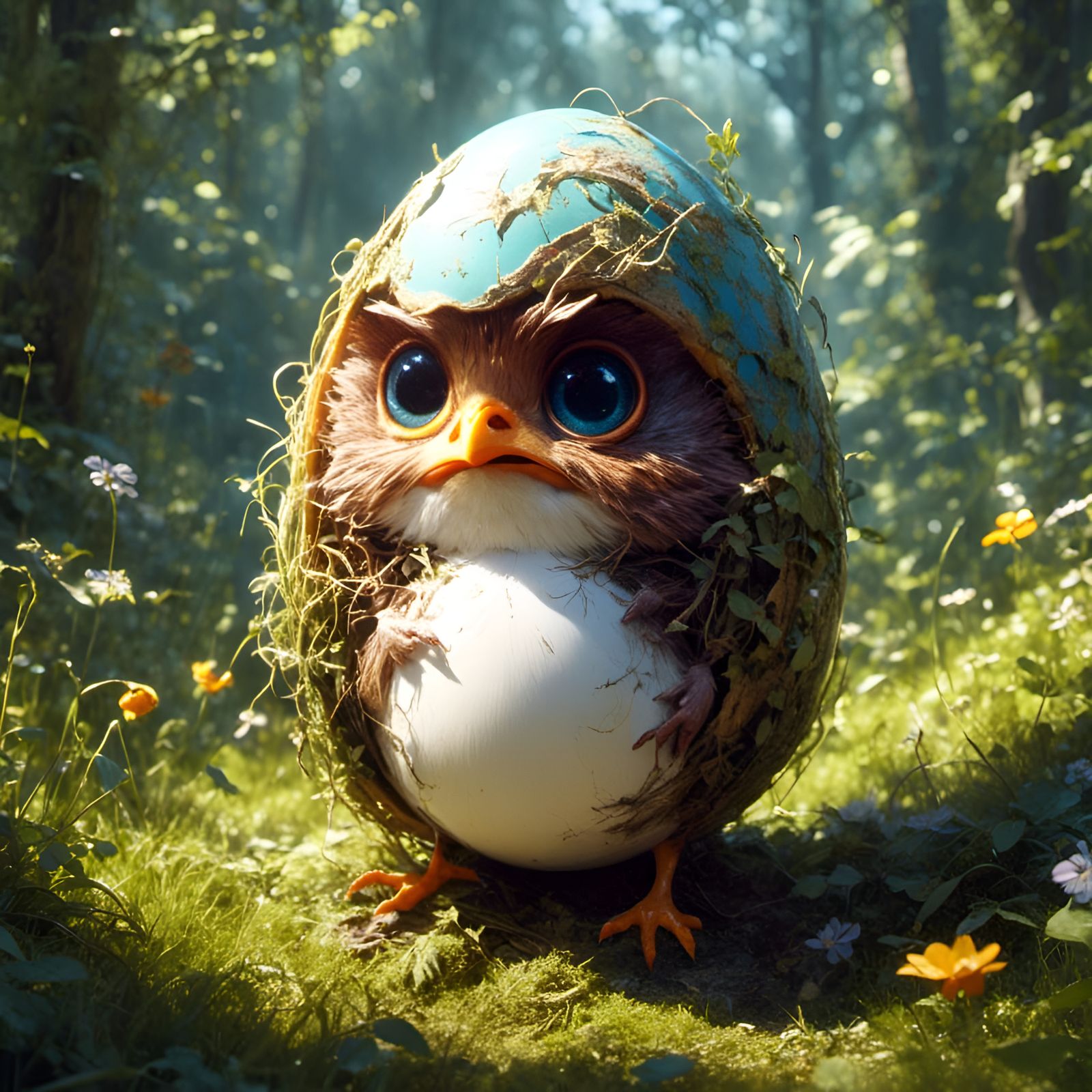 Adorable Scared Cartoon Egg in Disney Style