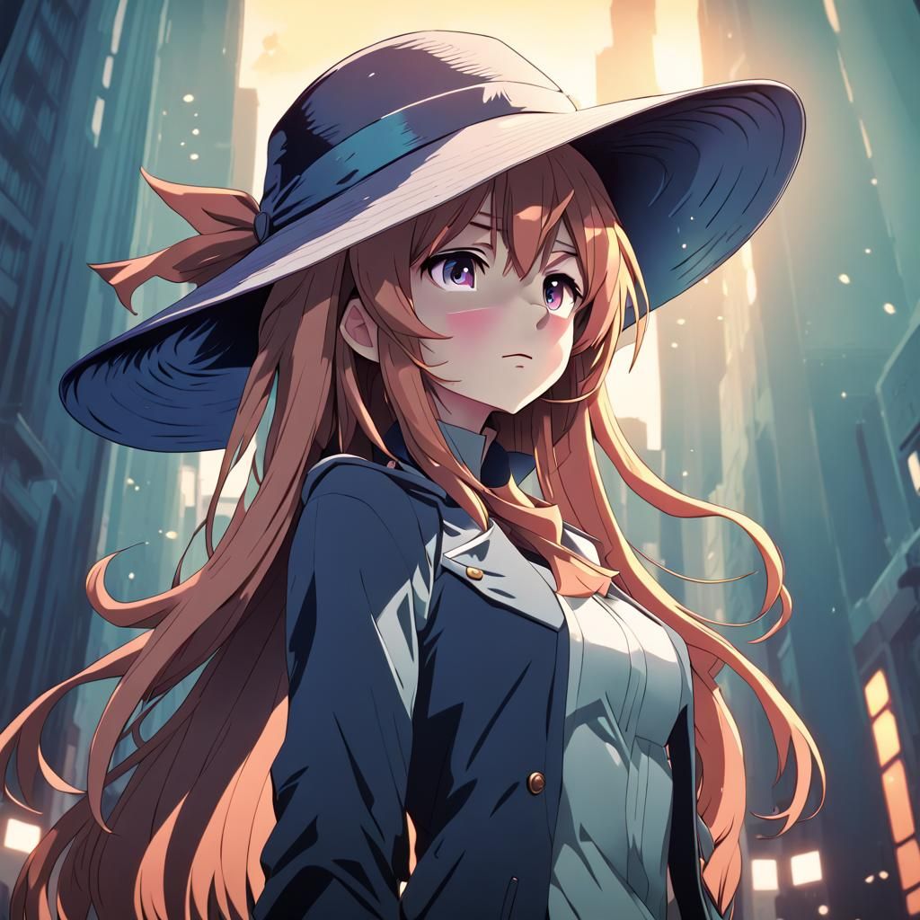 Anime-Style Lady in a Tall Hat