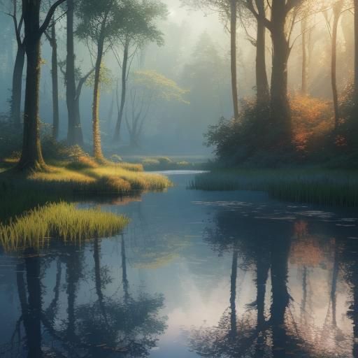 Antelope in Twilight Rainbow Reflective Wetlands