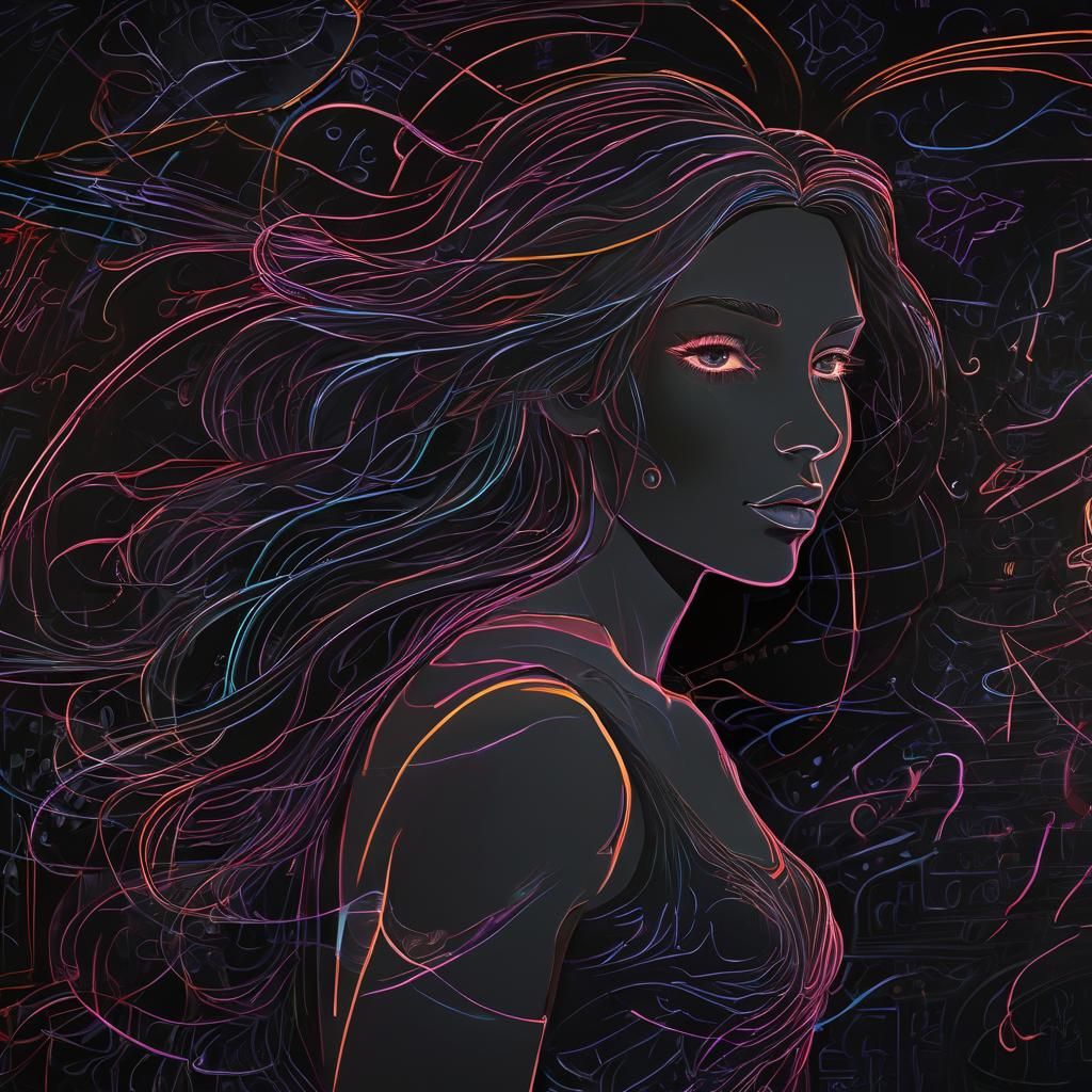 Goddess Neon Mural in Dreamy Surrealism Style