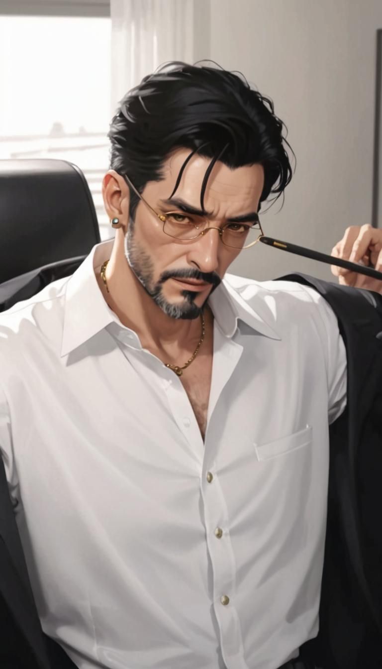 Handsome Cyberpunk Professor at High Class Party