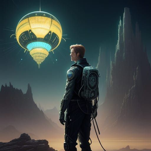 Fox Mulder Meets the Ethereal OVNI in a Celestial Landscape