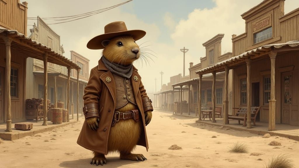 Capybara Sheriff in Classic Cowboy Village
