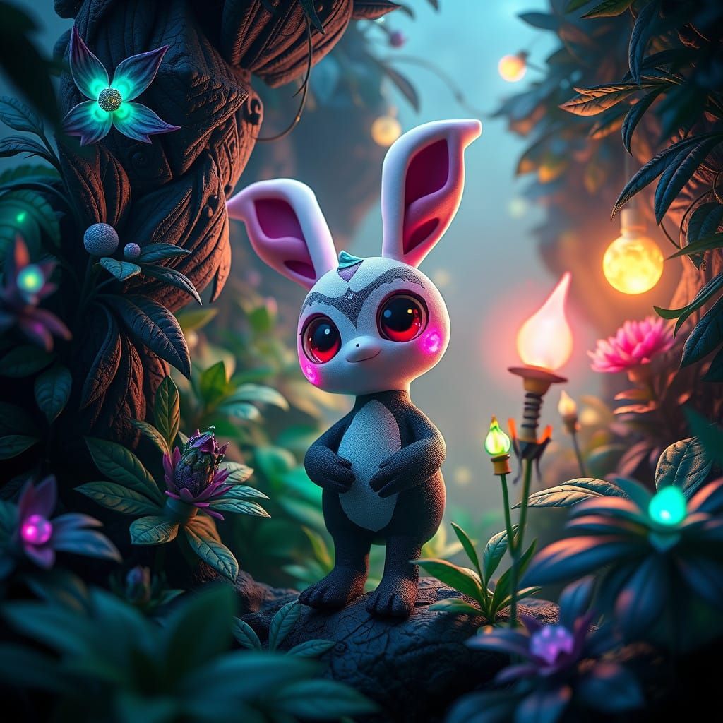 Mystical Plushie in Emerald Dreamscape