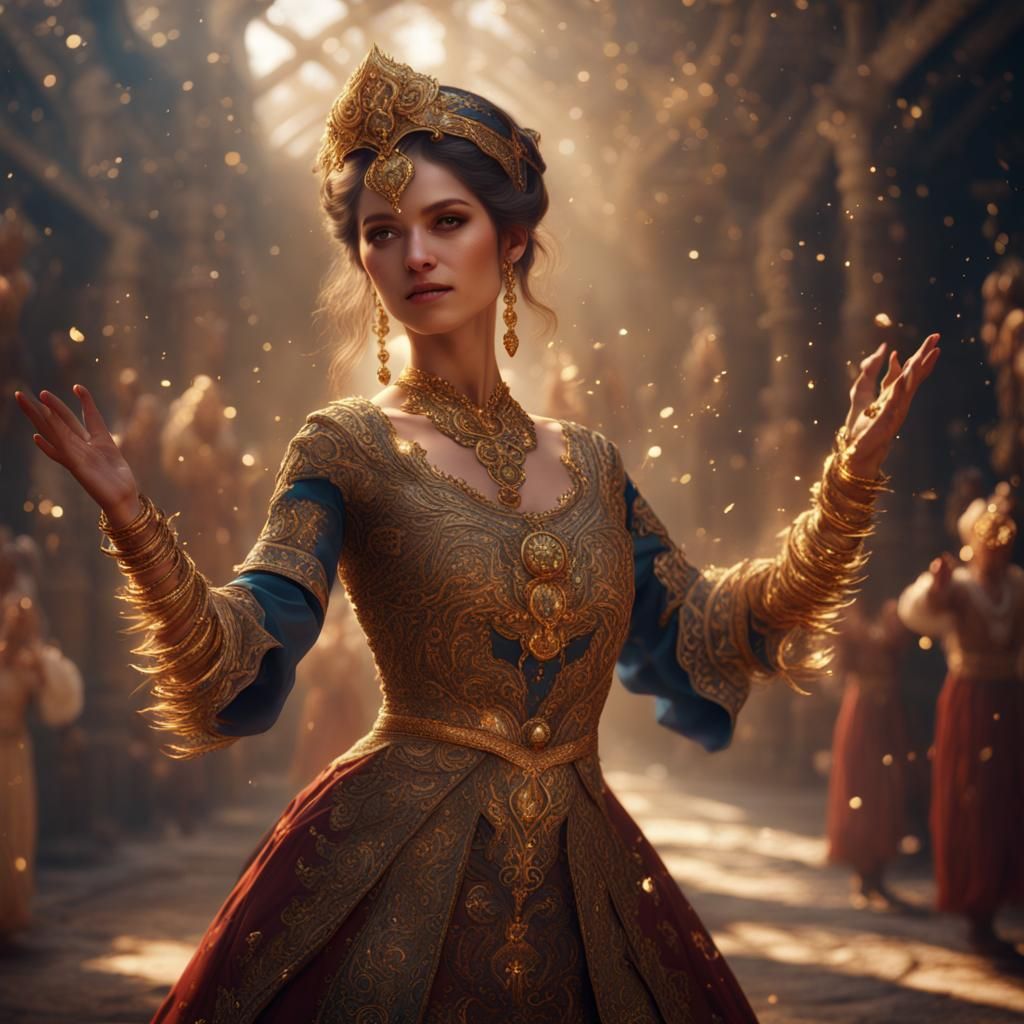 Sparkling Hands in Traditional Dress: Fantasy Art