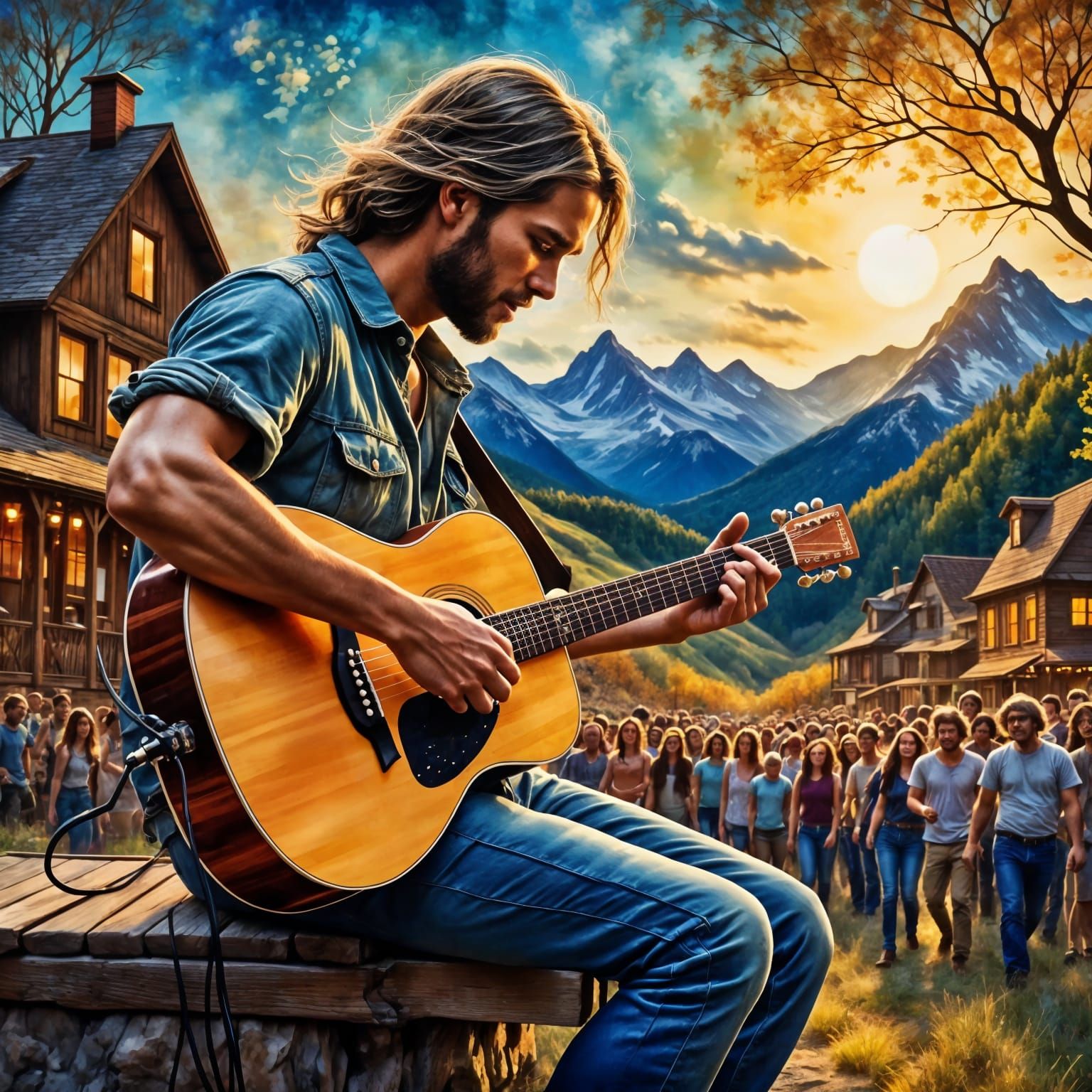 Wistful Montana Landscape in Oil Painting Style