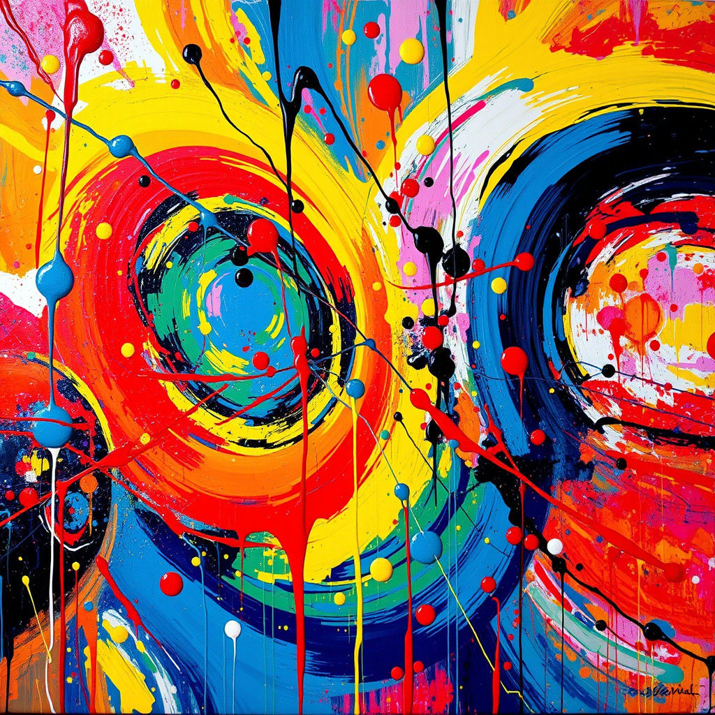 Dynamic Action Painting in a Futuristic Aesthetic