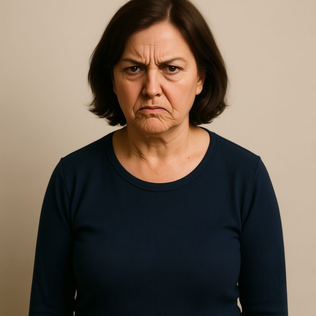 Scowling Woman of Short Stature: An AI Portrait