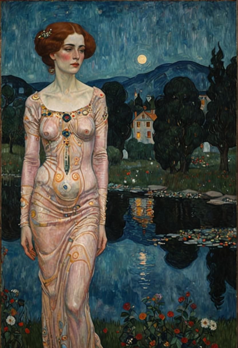 Golden Portrait in Klimt Style