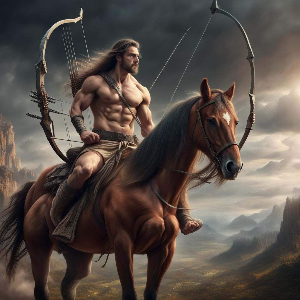Epic Horseman with Bow: Digital Matte Painting