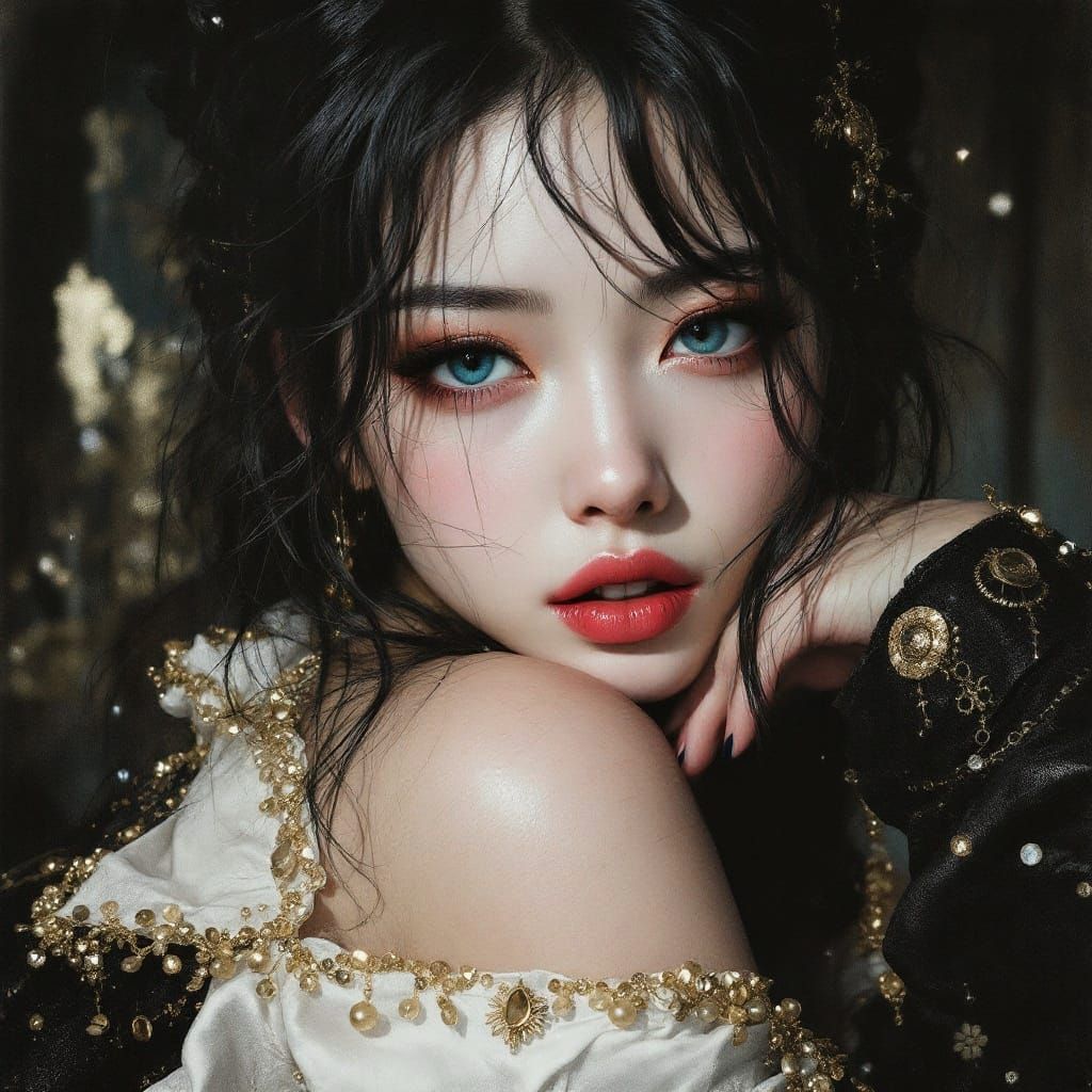 Ethereal Gothic Punk Portrait in Soft Charcoal Shading