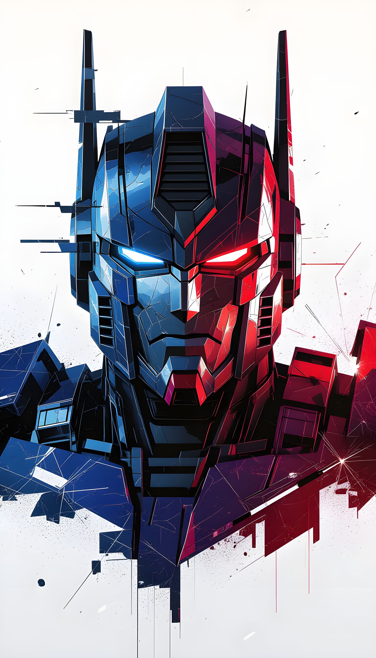 Abstract Glitch-Art Optimus Prime Portrait