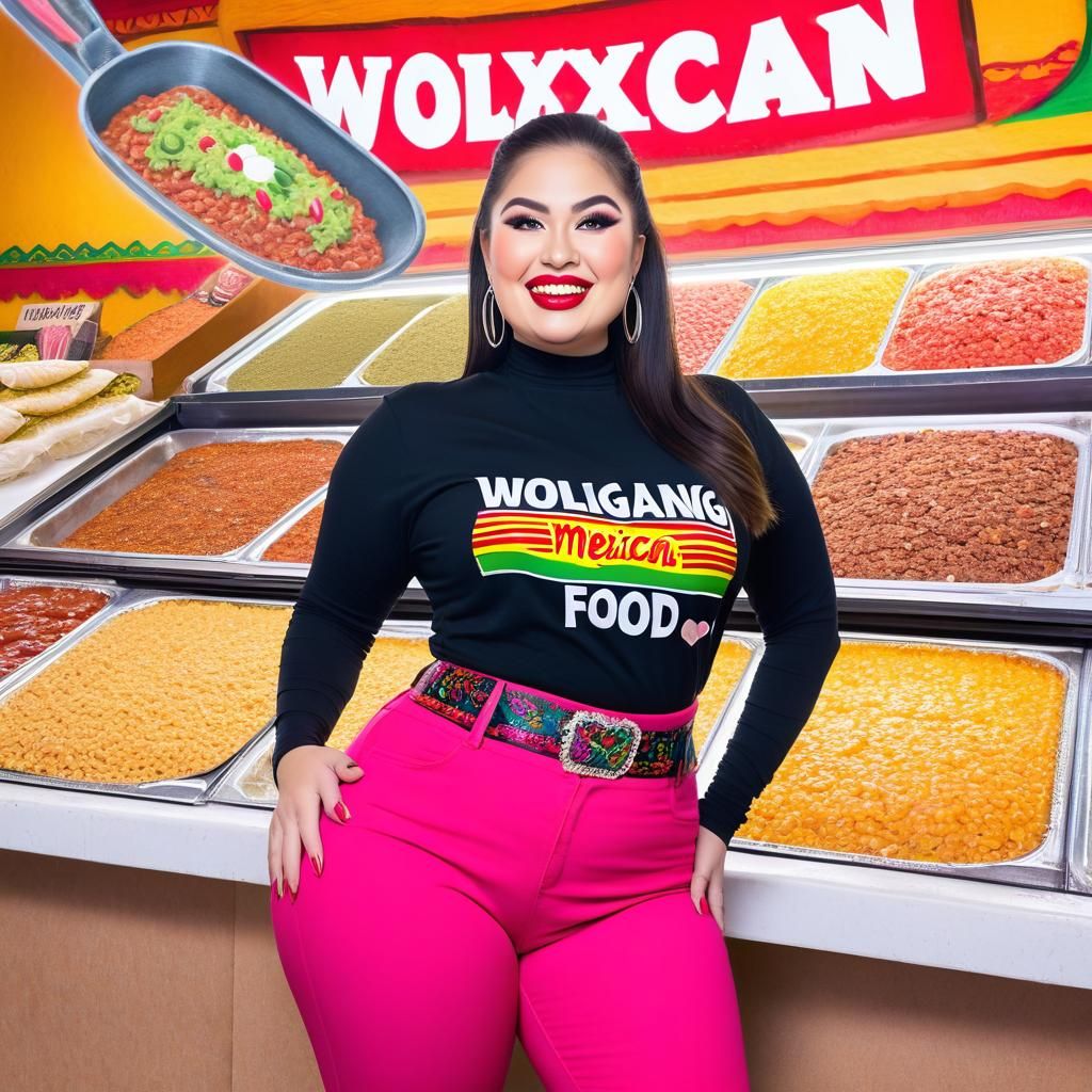 Wolfgang Mexican Food Sign Featuring Beautiful Woman