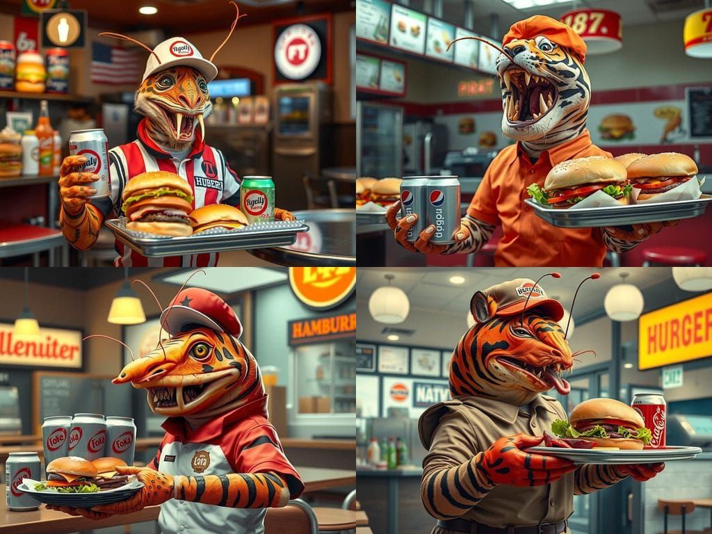 Frightful Feline Shrimp Works at Burger Joint