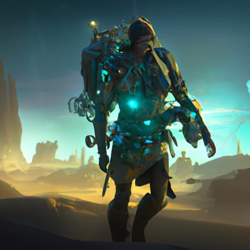 Sci-Fi Desert Nomad with Green Glow