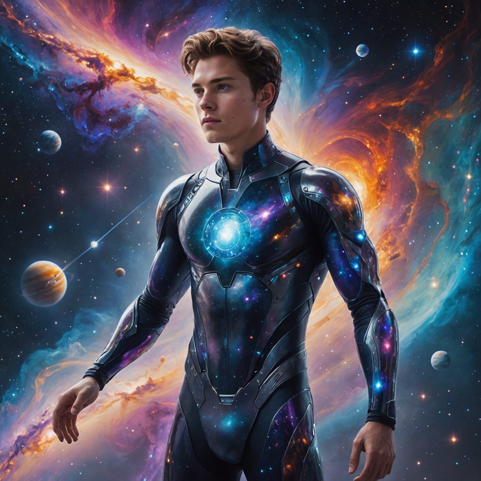 Ethereal Man in Cosmic Void