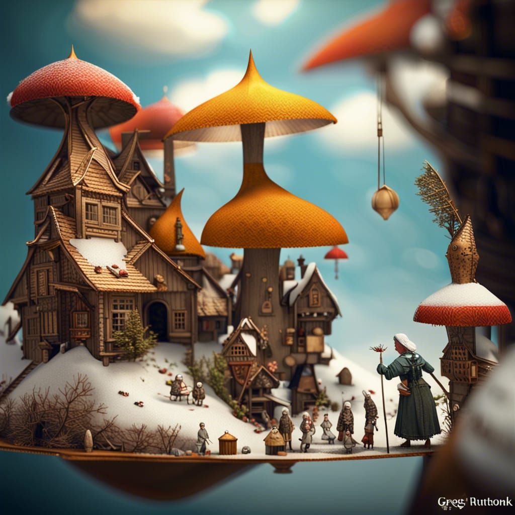 Giantess in Snowscape Inspired by Bosch, Rutkowski