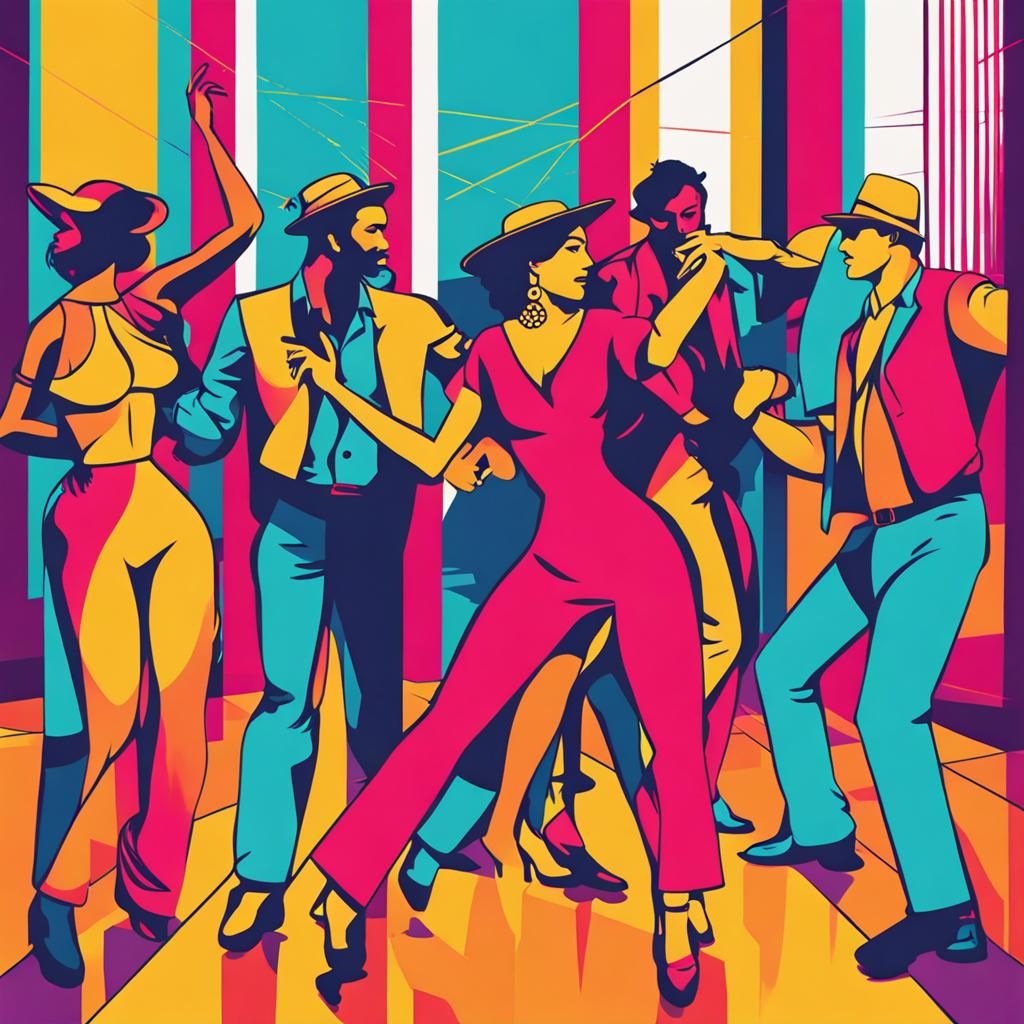 Miami Salsa Dance Party in Pop Art Style