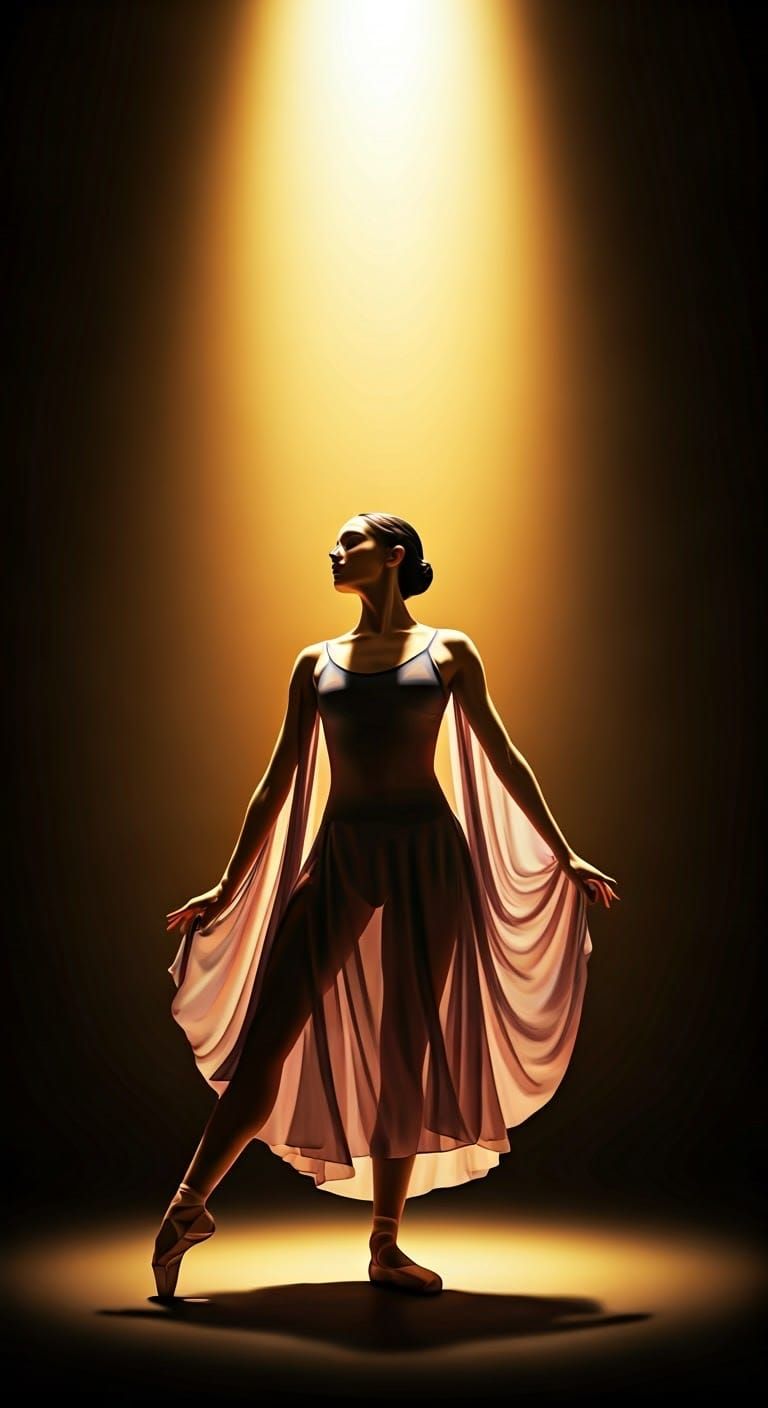 Dancer in Spotlight: Expressive Art Style