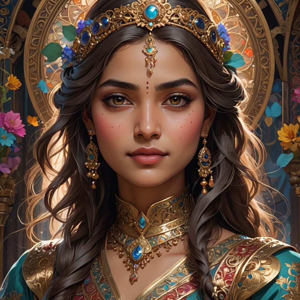 Princess Noorjahan Portrait in Hyperdetailed Digital Art