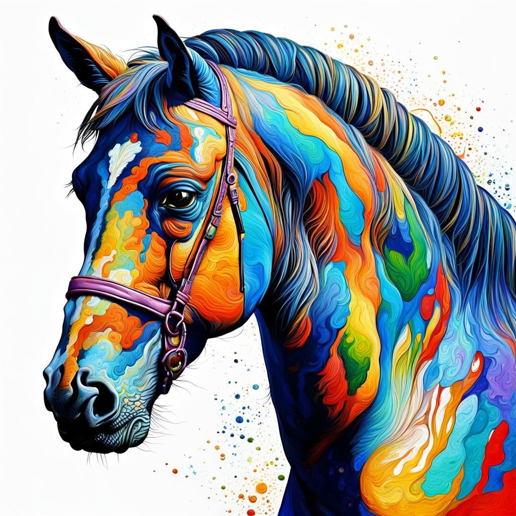 Abstract Horse with Complementary Colors