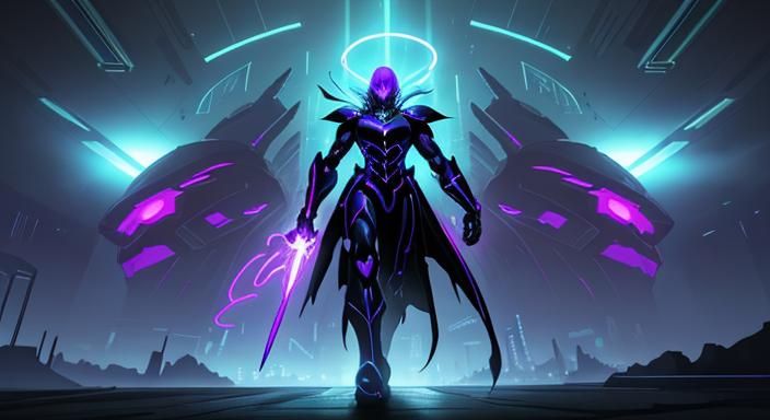 Cyberpunk Protector of Neon Skies