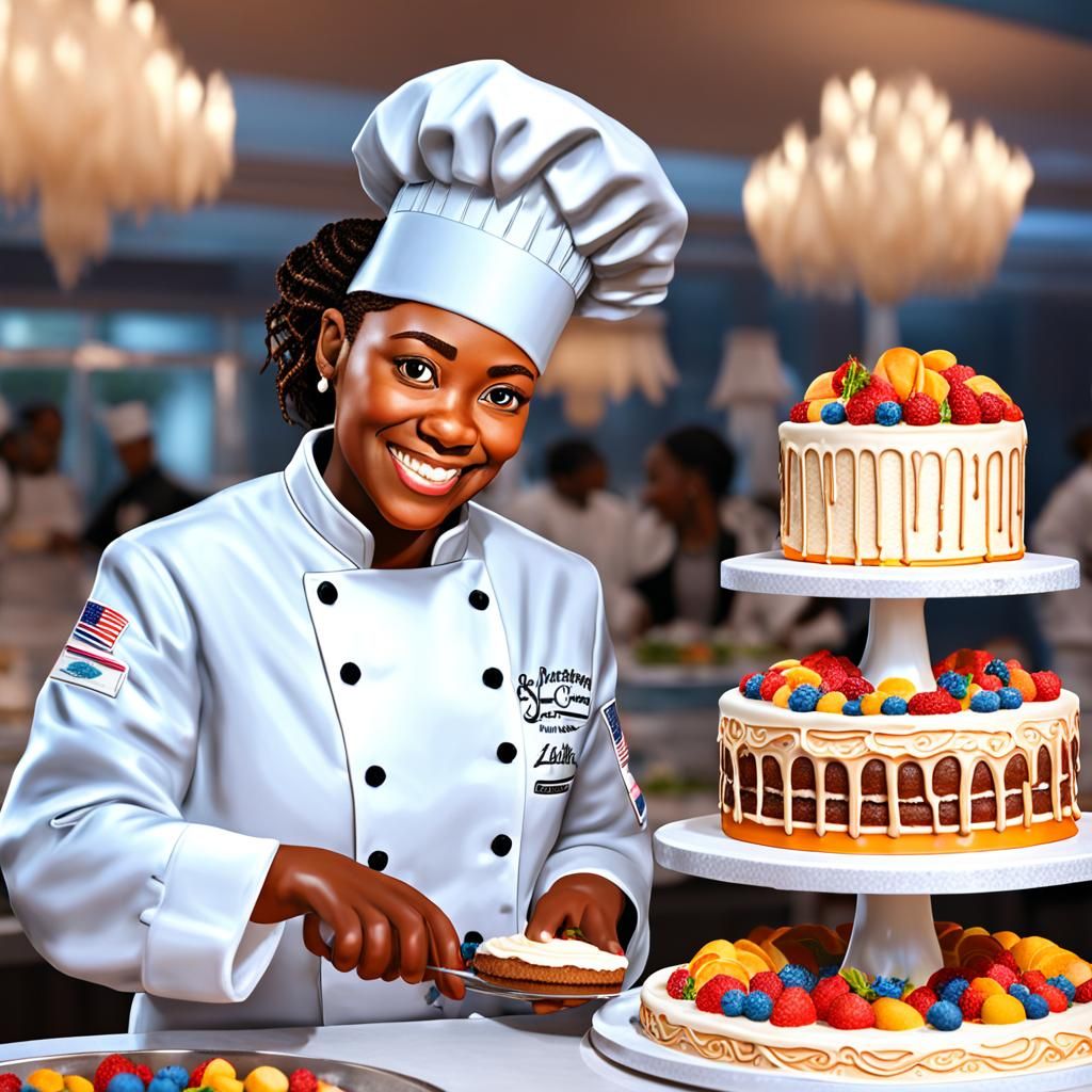 Pastry Chef Decorates Wedding Cake: Hyperdetailed Concept Ar...