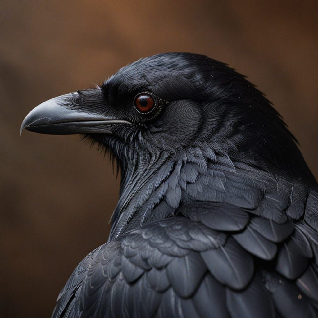 Mysterious Raven Portrait in Photorealism