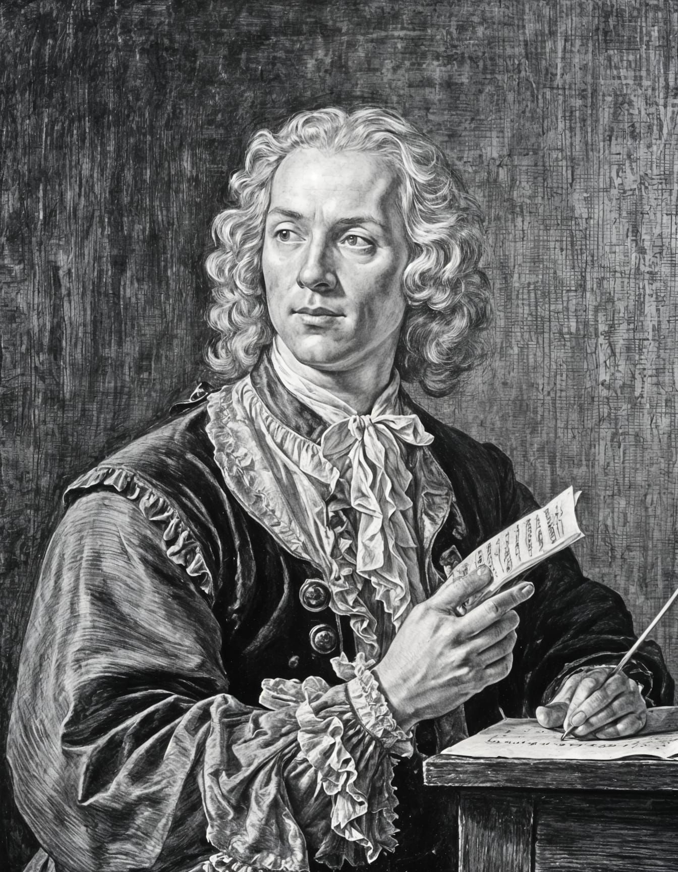 18th Century Red-Headed Composer at His Table