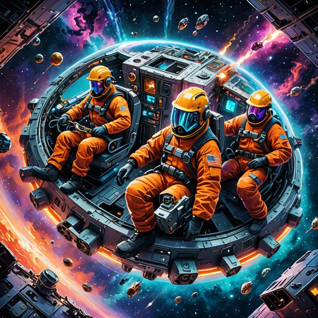 Construction Workers Assemble Spaceship in Distant Galaxy