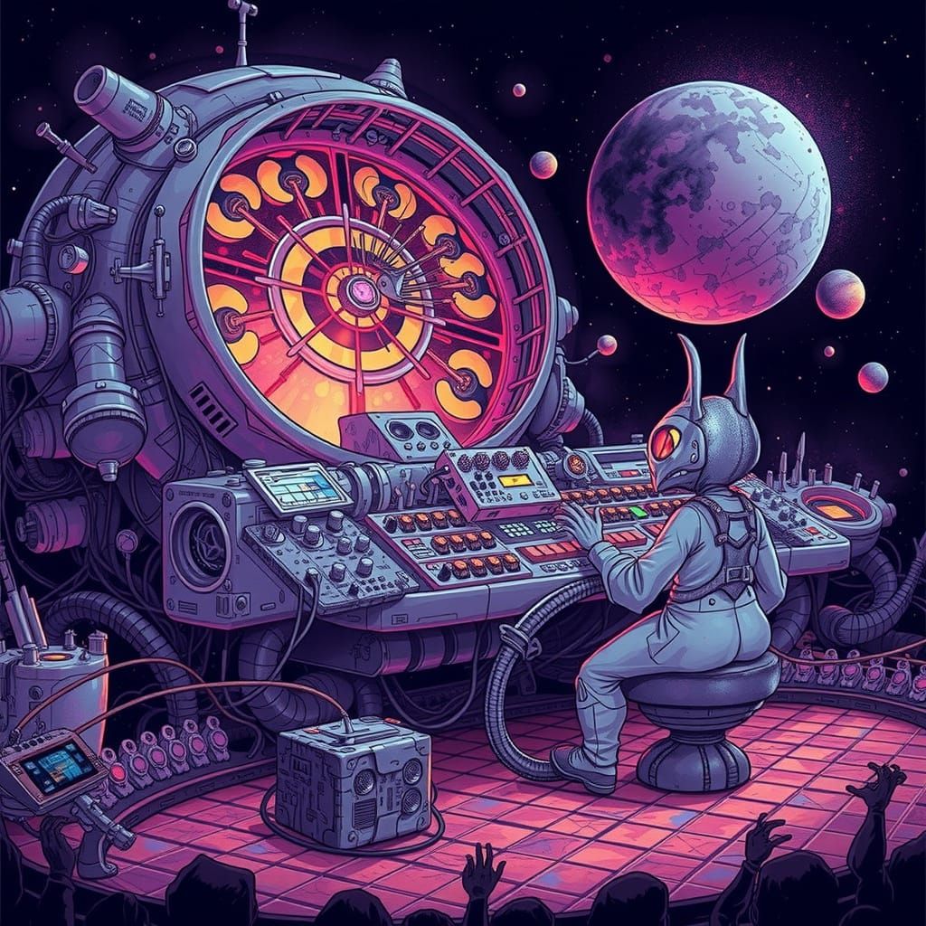 Glowing Alien Maestro Conducts Cosmic Harmony