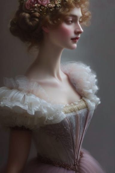 Princess Briar Rose in Rococo Style, Hyperdetailed