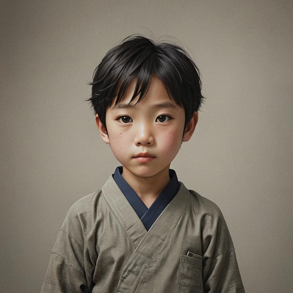 Photo-Realistic Portrait of a Cute Japanese Boy