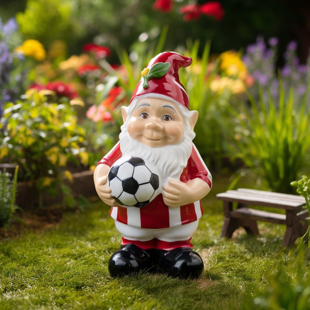 English Garden Gnome with Soccer Ball