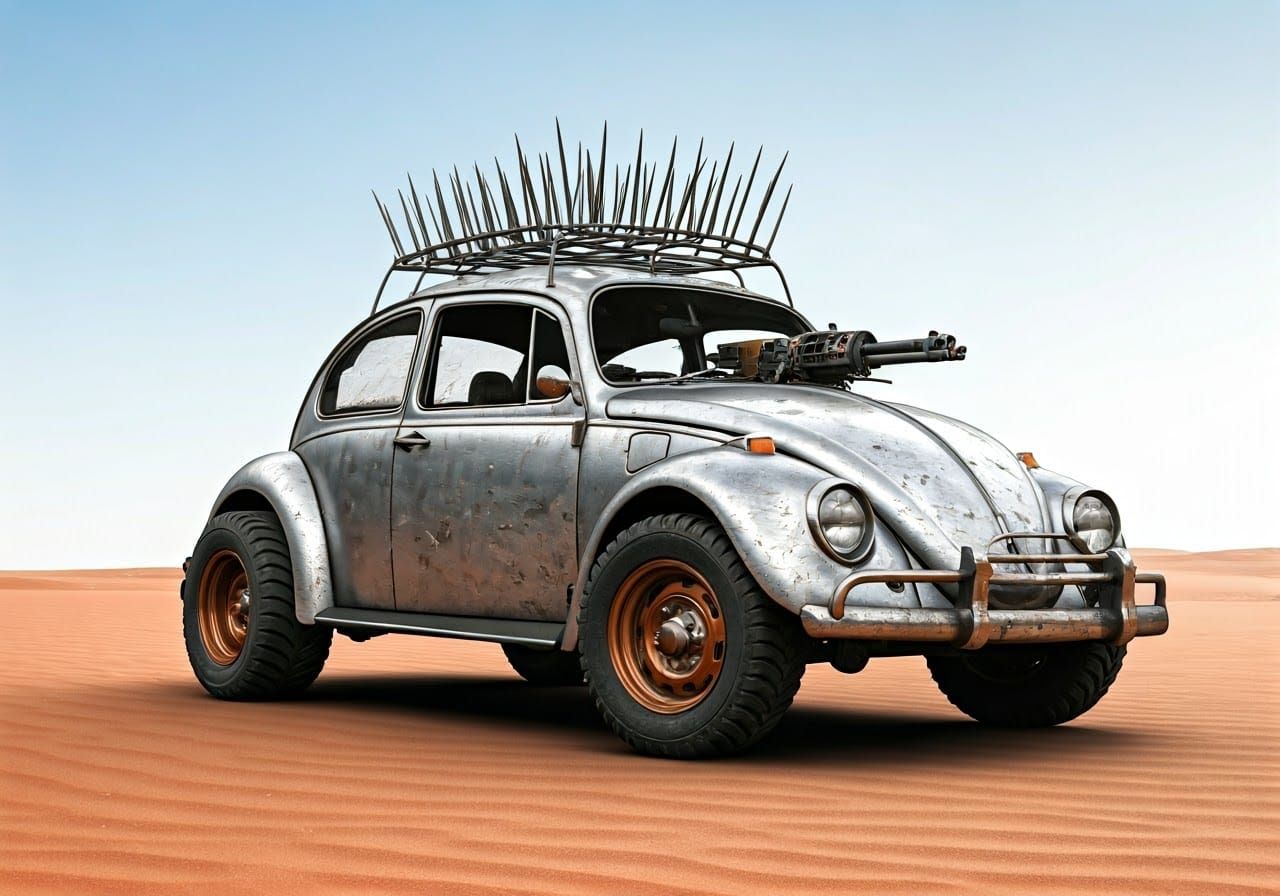 Post-Apocalyptic Cybernetic Automobile in Hyperrealistic Chr...